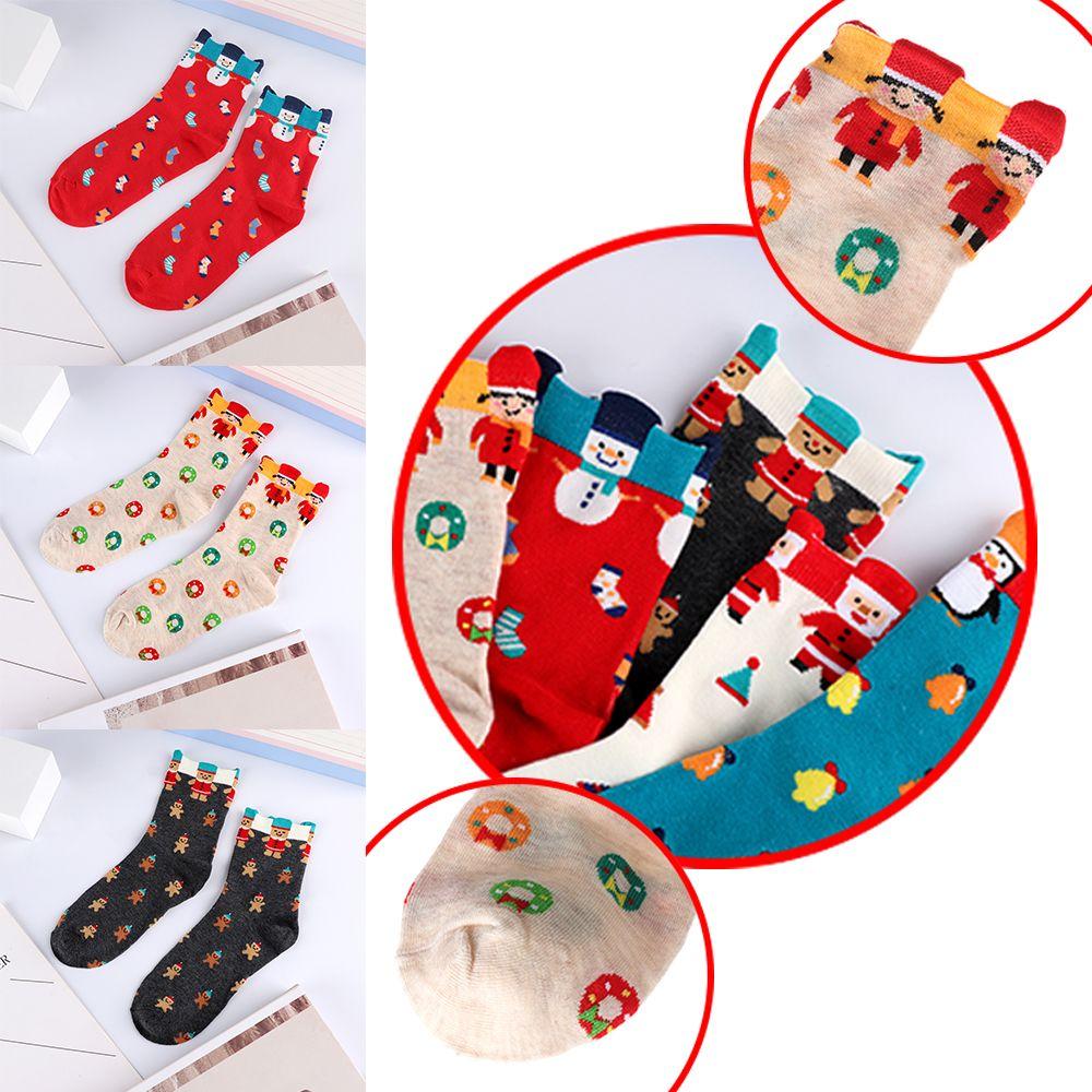 Women Multi-Color Xmas Gifts Winter Warm Stereoscopic Christmas Socks Cotton