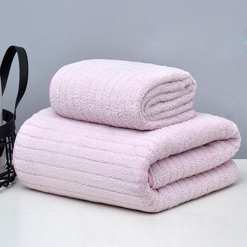 Ribbed Coral Fleece Towel - Soft, Absorbent, Lint-Free Bath/Face Towel for Couples