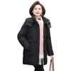 Mom's Hooded Mid-Length Down Jacket for Middle-Aged Women - Autumn/Winter Cotton Outerwear