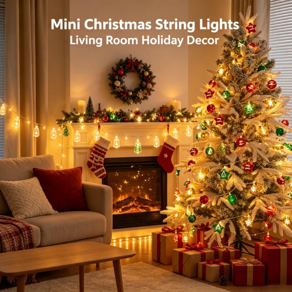10/20/40 LED Christmas String Lights Warm White Hanging Ornament Lights  For Bedroom