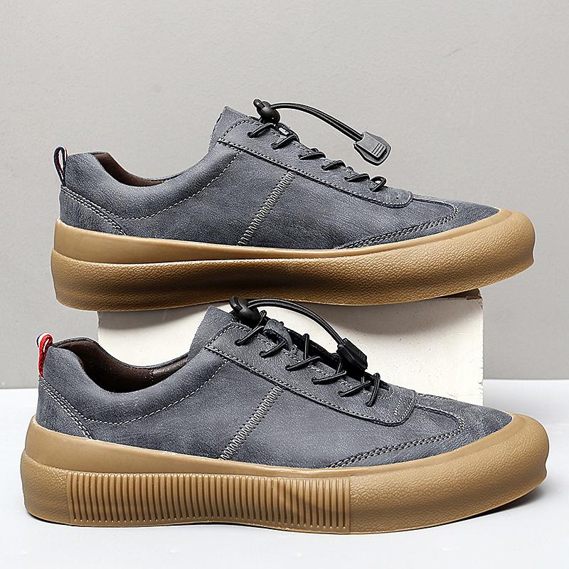 Nya Herrsneakers Mode Herr Casual Loafers Äkta Läderskor Utomhus Snörning Andningsbara Fritid Skateboard Herrloafers