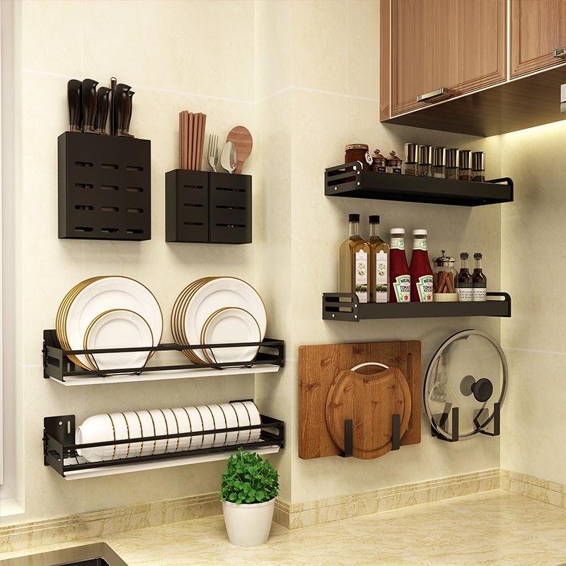 Spersonalizowany wiszący regał kuchenny, konstrukcja bez wiercenia, warstwowy aluminiowy półka do ociekania naczyń i przypraw