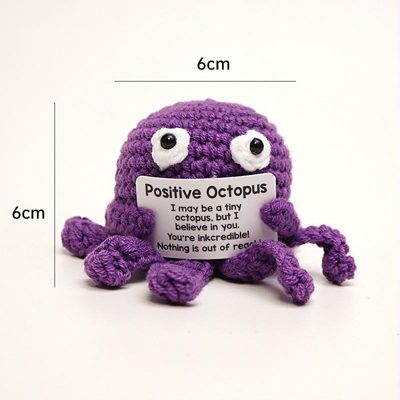 Positive Crochet Dog Doll With Affirmation Card Home Room Decoration Funny Handmade Plush Wool Doll Ornaments Christmas Gifts