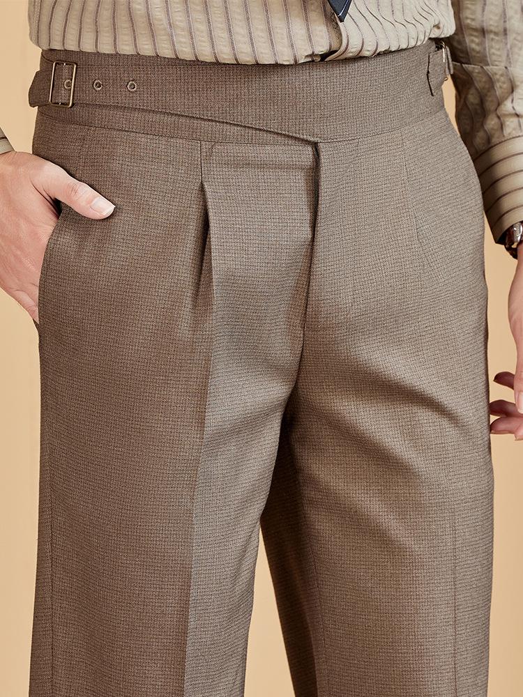 Neapolitanische Bügelfreie Pflegeleichte Plissierte Verstellbare High-Waist Anzughose für Herren