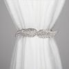 4Pcs Elegant Wing Shaped Metal Curtain Holdbacks Flexible Spring Rope Window Drapes Clip Fasteners for Drapery Holder