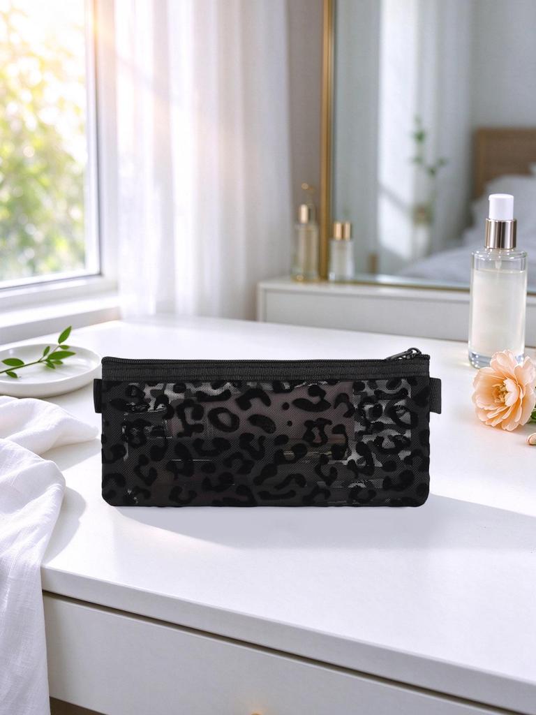 Bolsa Multifuncional de Malla Estilo Japonés y Coreano para Lápices y Cosméticos - Transparente de Gran Capacidad para Papelería y Lápiz Labial