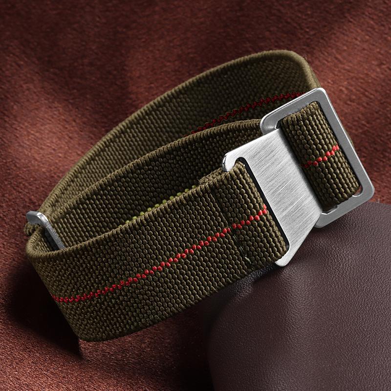 18/20/22mm Nylon Geflochtenes Uhrenarmband Elastisches Nylonarmband Französische Truppen Fallschirmtasche Universelles Handgelenkband Männer Frauen Sportarmband
