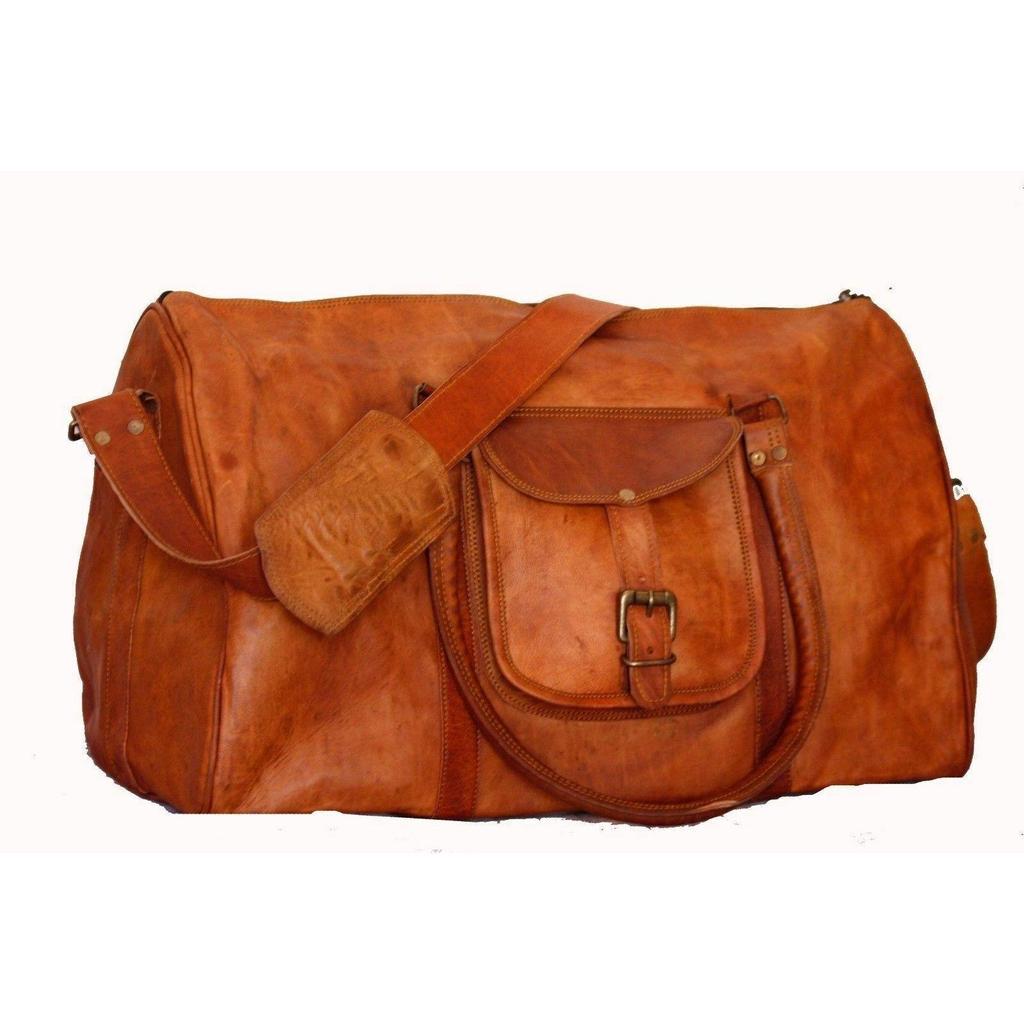 Duffle Men Goat Gym Leather Bag Luggage Travel Genuine S Brown Vintage Tote Bag