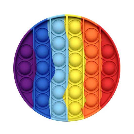 Rainbow Push Bubble Toy Stress Relief Round Square Heart Bubble Popping Game Silicone Bubble Squeeze Sensory Fidget Toy