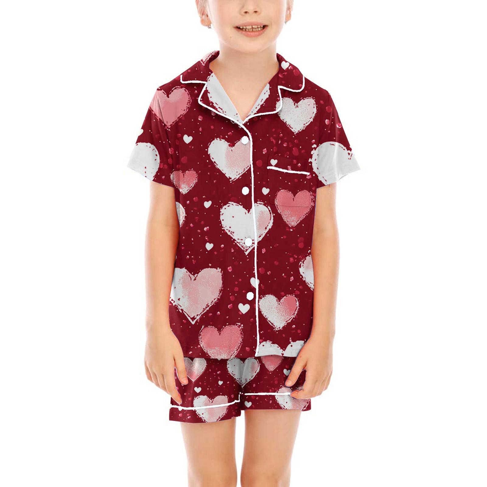 

Детские пижамы, модная рубашка из двух предметов, комплект с шортами, мягкий праздничный комплект повседневной одежды 110 винный