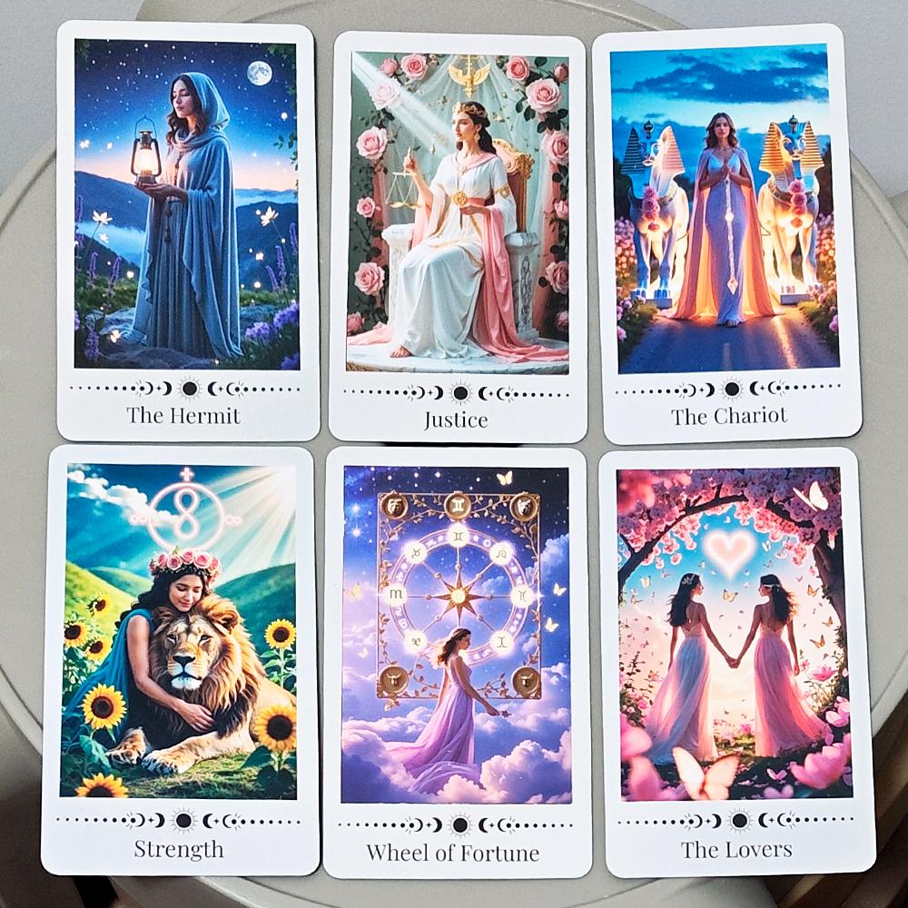 Baraja de Tarot Rosa Interior - Set de Adivinación de 78 Cartas con Guía de Instrucciones 11*6.2cm en Caja Decorativa de Lata