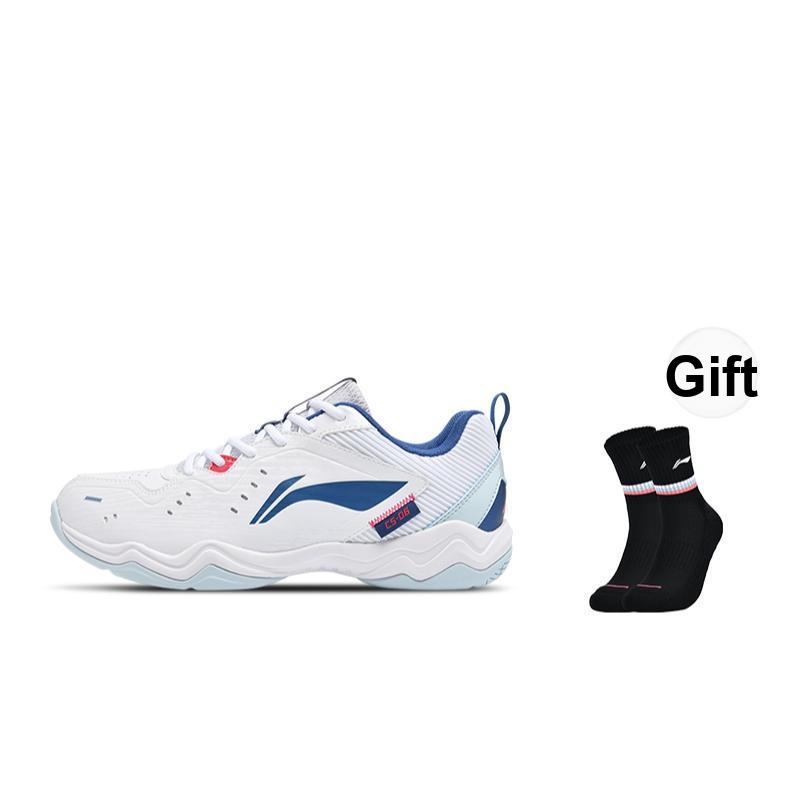 Li Ning Speed Series Featherlight Comfortable Shock Absorbing Durable Low Top Badminton Shoes Unisex Shoes White Blue AYTU023-6