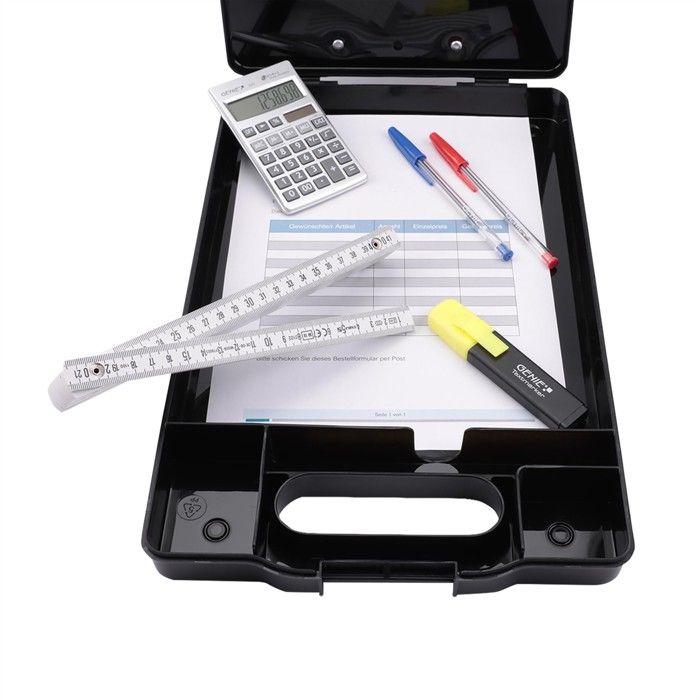 Porte-bloc avec compartiment de rangement, noir