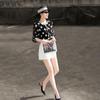 Elegant French Style Polka Dot Three-Quarter Sleeve Blouse