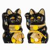 Lucky Cat Maneki Neko Right Paw Lucky Cat Maneki Neko Feng Shui Figurine with Offering Box (Lucky Cat) (S-SIZE Black) Raised/Ceramic (Lucky Cat) (fa_S