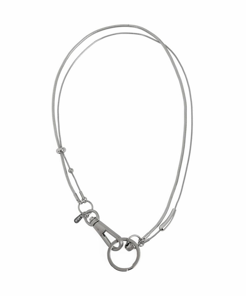 Acha Surgical Steel Chain Link Circle Layered Necklace _ Silver
