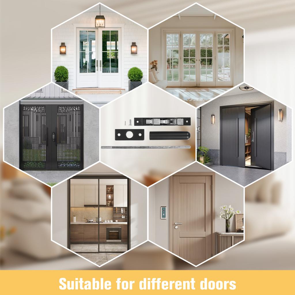 10Pcs Stainless Steel Concealed Bolt with Rod Emergency Door Escape Door Lock 10In for Composite Doors/Wood Doors/Double Doors