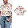 Summer New Product Women's Clothes Lapel Short Sleeve Dignified Flowers Print Poplin Cotton Short Shirt 3652340