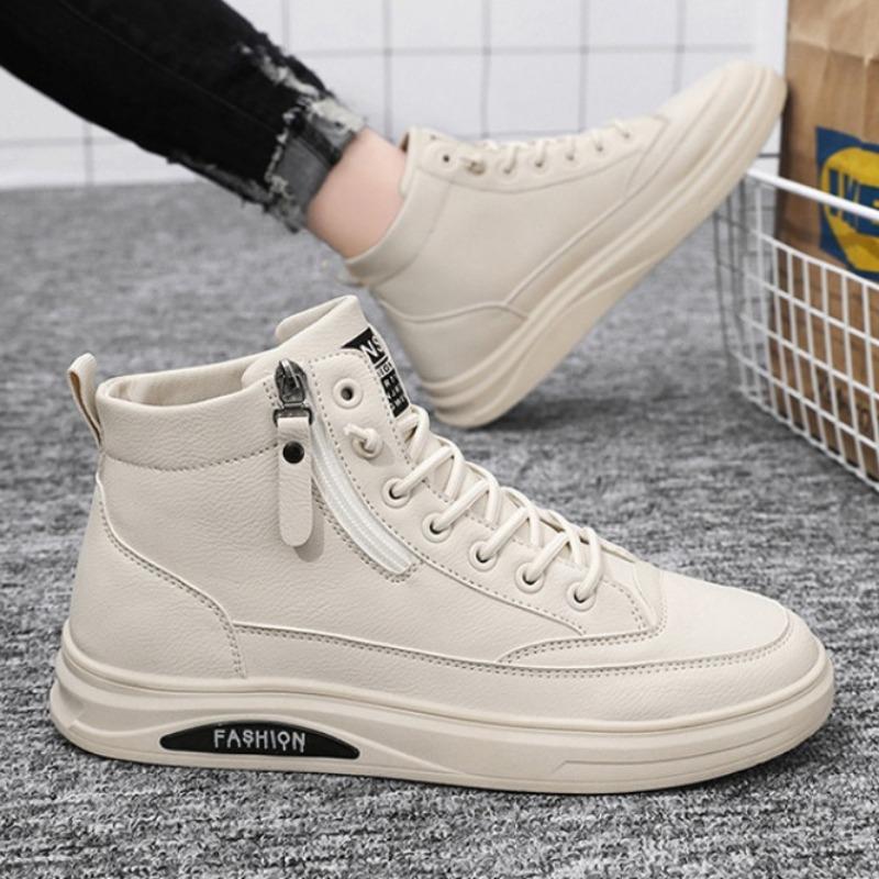 Herren Freizeit Leder Board Schuhe Frühling Herbst Wasserdicht Rutschfest Sneakers Mode Leichtgewicht High Top Flache Schuhe Tenis Masculina