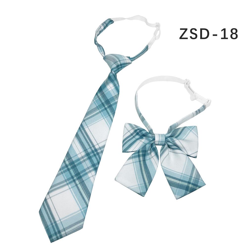 Unisex JK Collar Plaid Bowknot Flower Set - Polyester Cotton Student Uniform Accessory