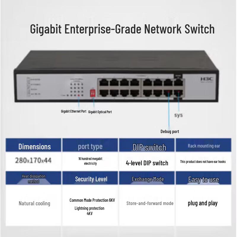 H3C Mini S1016V 16-Port Fast Ethernet Unmanaged Switch