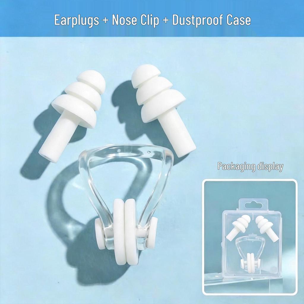Diving Nose Clip & Earplug Set for Adults & Kids - Professional Silicone Waterproof Swimming Gear