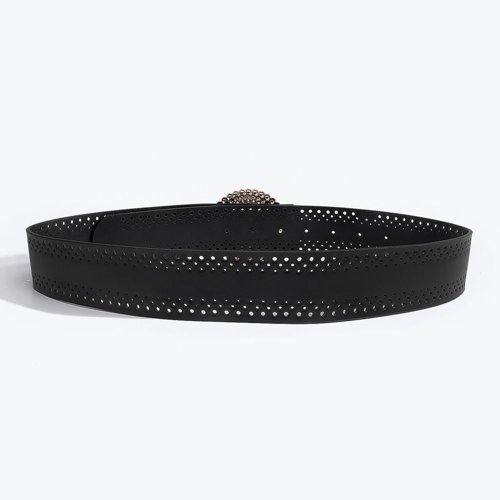Retro Wide Belt Hollow Hollow Belts New Black Waistband for Women Girls