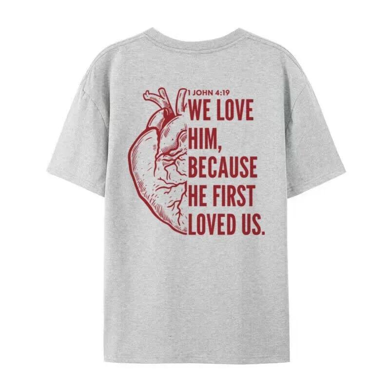 Christian Back Print Tops Jesus Faith Tee Shirt Bible Verse T Shirt Streetwear Women Unisex Religious Clothes Oversized