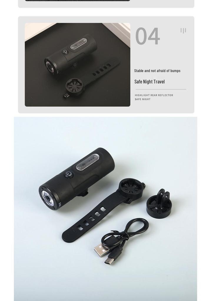 Bicycle Smart Front Light, Type-C Charged, Long Battery Life, Power Display, Large Capacity, Light-Sensitive, Ideal for Night Riding.