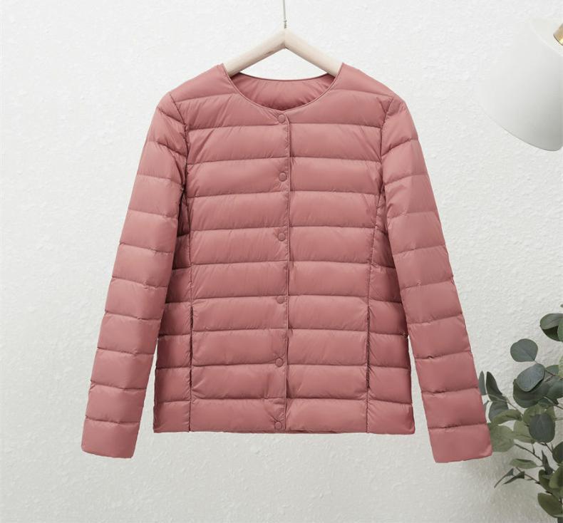 2024 Women's Lightweight Collarless Down Jacket, Short Round Neck, Thin Outerwear