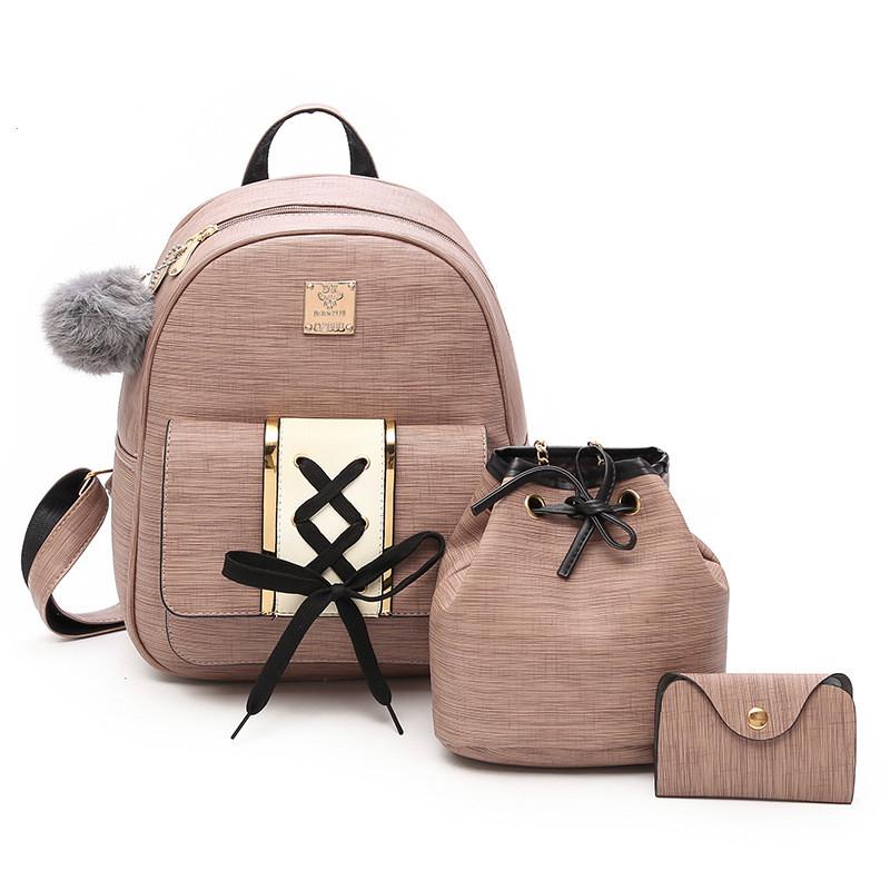 

Женский корейский стиль PU Candy Color Рюкзак на одно плечо Набор чёрный