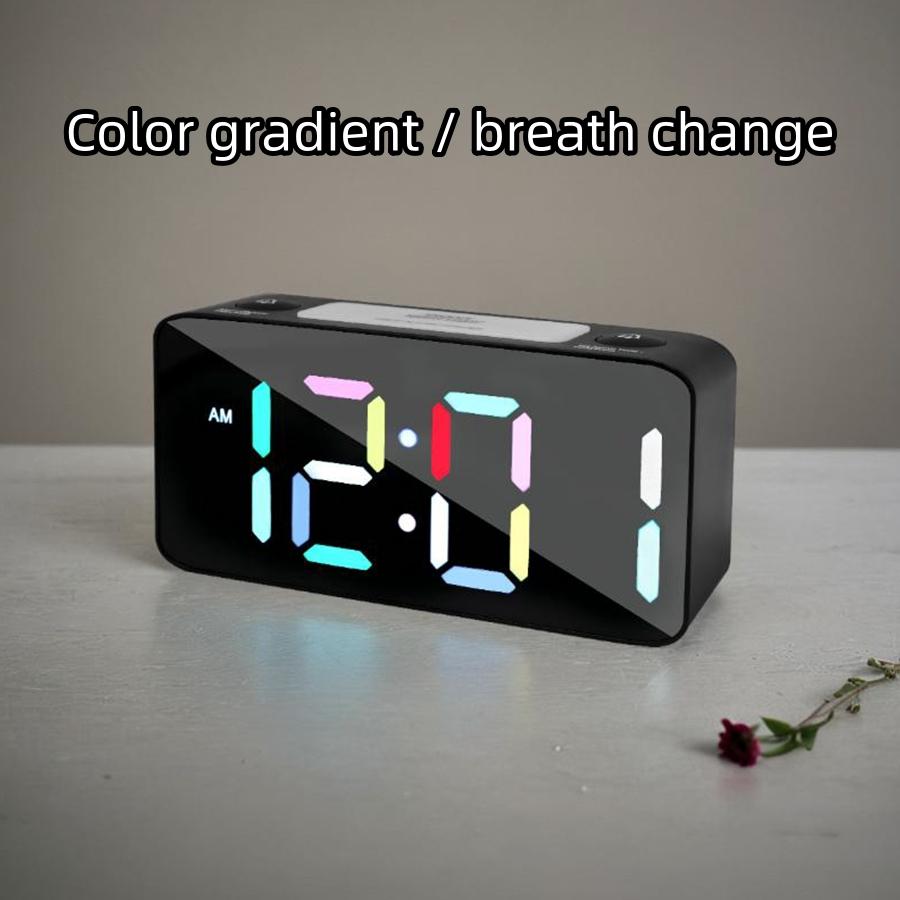 1PC multi-function RGB color screen alarm clock, desktop LED digital clock; Customize two sets of alarms, five levels of brightn