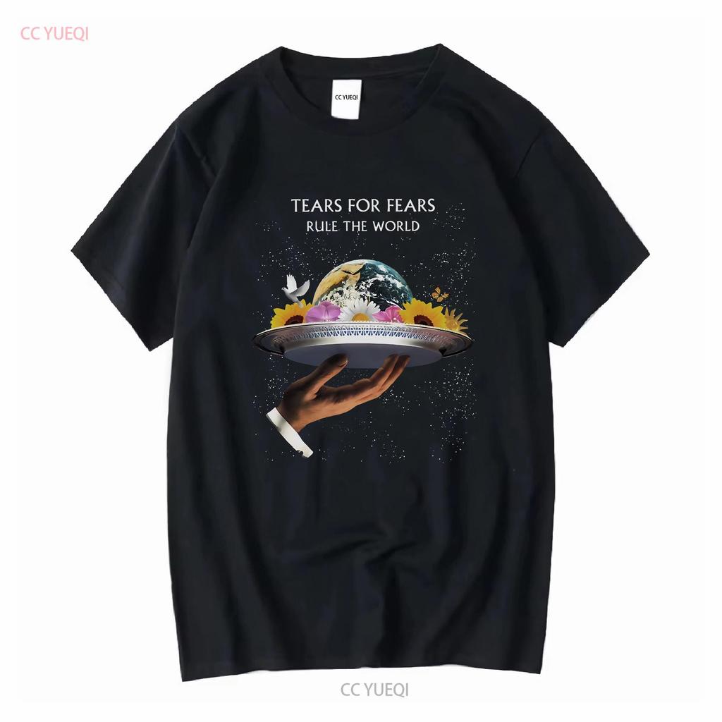 Maglietta Nera Vintage Tears For Fears Rule the World vintage Lavata Casual Versatile Unisex Traspirante Elastica moda