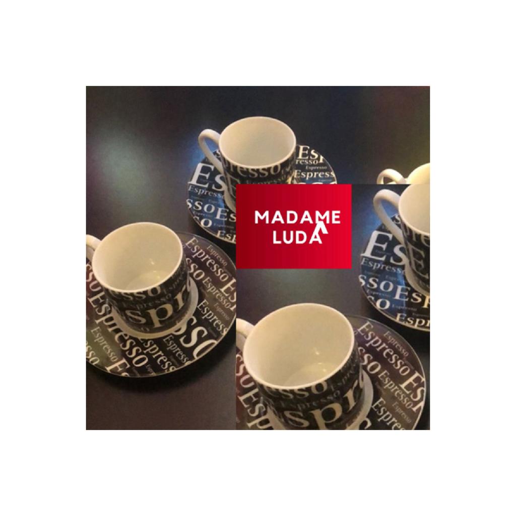 Porcelain Hand Embroidered Blue Color Patterned Authentic 12 Piece Turkish Coffee Cup Set For 6 Persons.