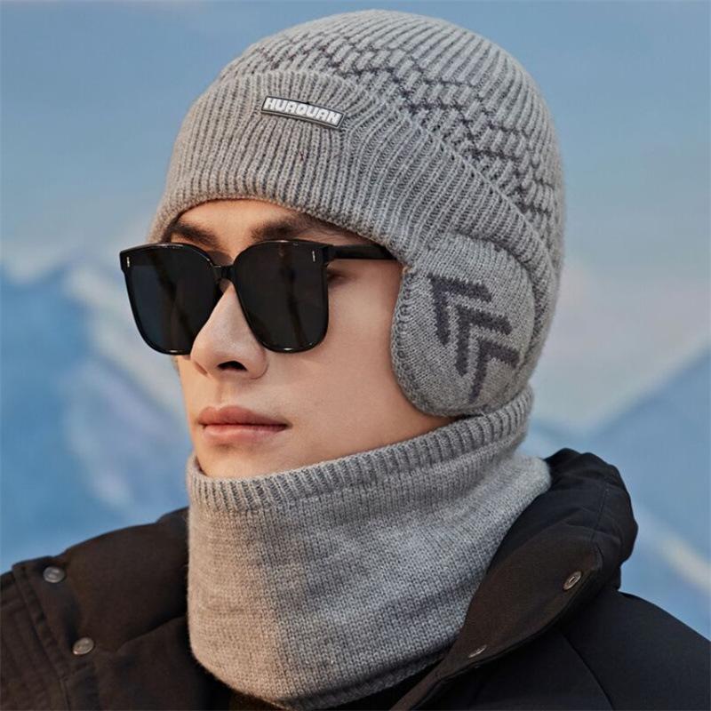 

Новая зимняя вязаная шапка унисекс с защитой ушей, модные шапки-бини для мужчин и женщин, уличная шапка-ушанка, классическая теплая шапка 56cm-60cm светло-серый