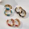 18k Gold-Plated Enamel Camellia Hoop Earrings - Stainless Steel, Fade-Resistant, Light Luxury Design