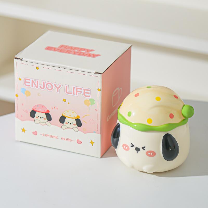 Cartoon Puppy Cute Mug with Lid Office Drinking Water Cup Couple Girl Water Cup Souvenir Gift Cup Coffee Cup