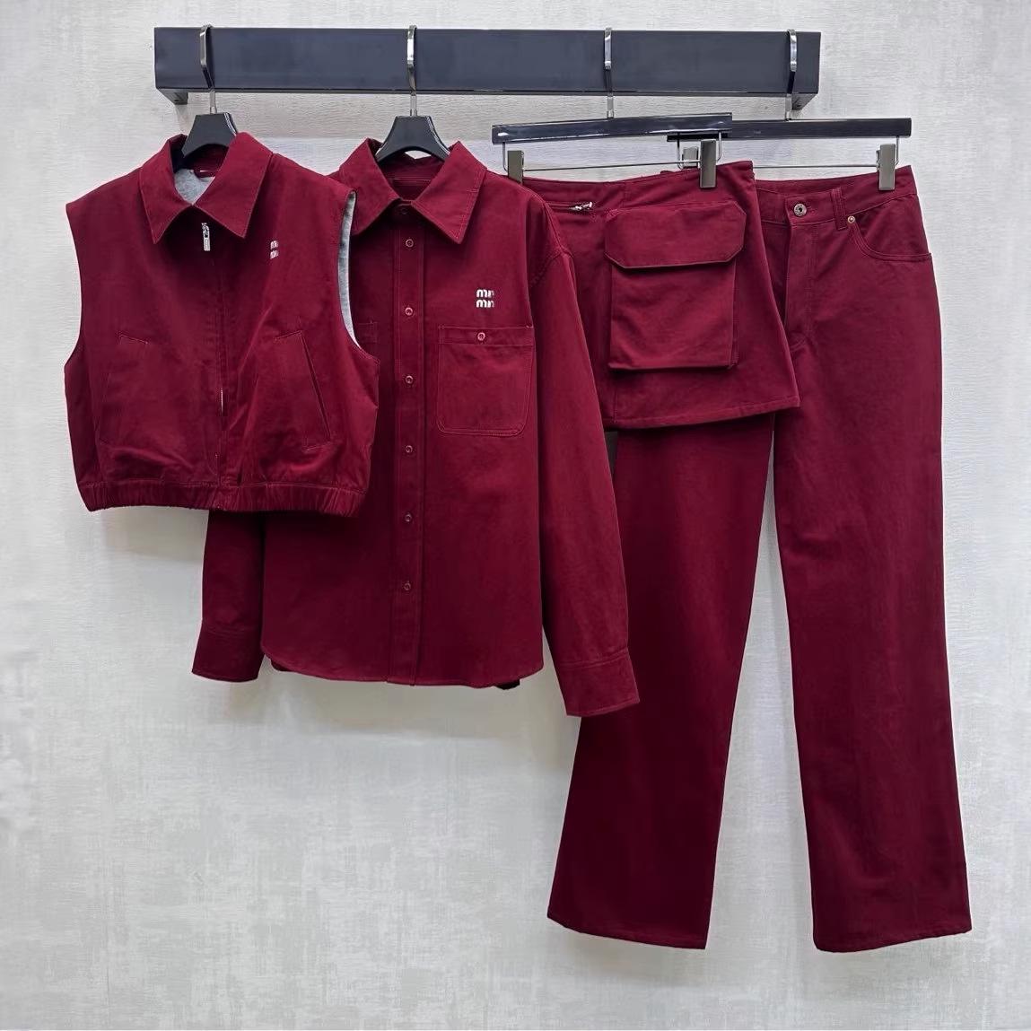 Женский комплект из жилета с вышивкой и лацканами, юбки, рубашки и джинсов 2026 Small