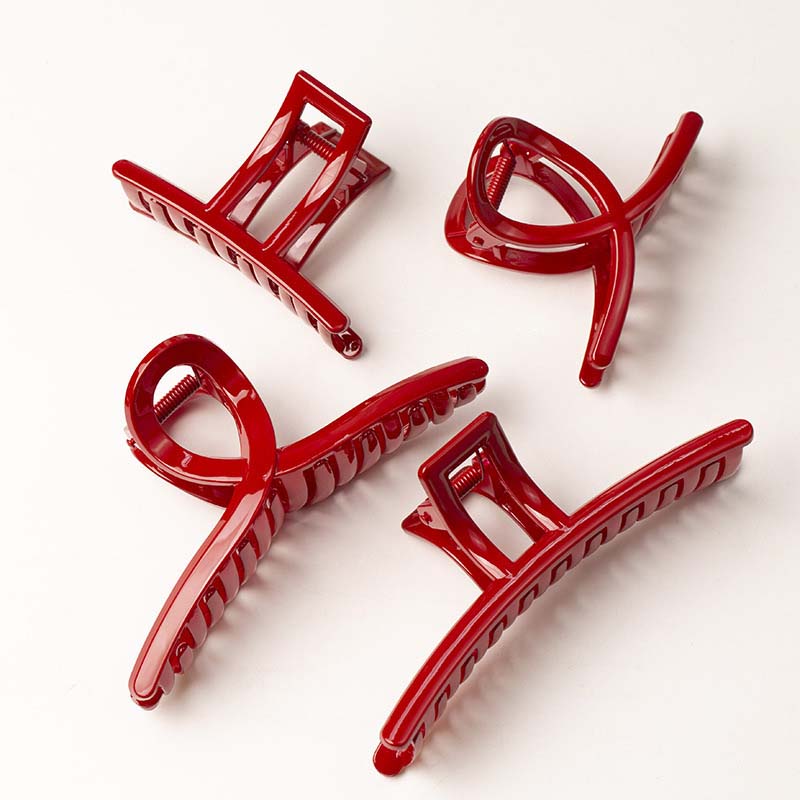 Korean Acrylic Red Geometric Hair Claw for Women Fashion Small Large Square Hair Crabs Clip Hair Clamps Hair Accessories
