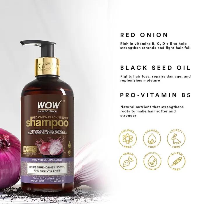 Wow Skin Science Kit de shampoing et revitalisant à l'huile de graines noires d'oignon rouge de pomme