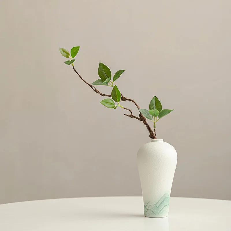 White Vase Desktop Flower Arrangement Table Hydroponics Green Plant Flower Decorative Flowerpot Decorations Home Decor Vases