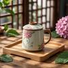 Open Film Can Raise Ru Kiln Tea Separation Chinese Office Teacup with Lid Ceramic Mug Milk Coffee Tea Cup