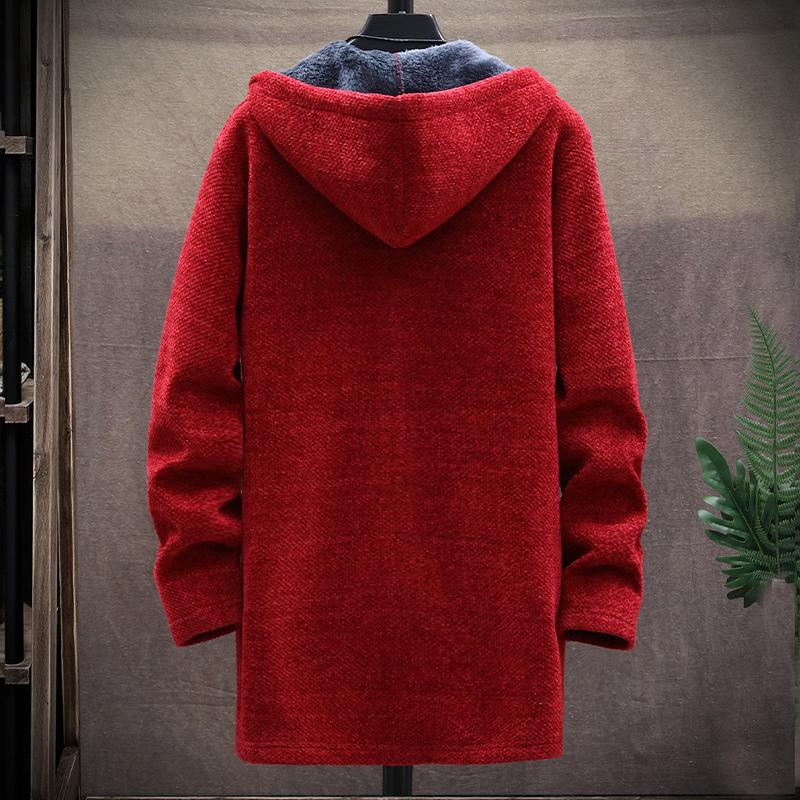 Suéteres de los hombres abrigo otoño invierno cálido cremallera larga cardigan suéteres casual prendas de punto suéter