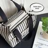 Striped Canvas Tote Bag with Zippered Outer Pocket – Versatile, Large-Capacity Bag for Women As Lunch, Mummy, or Work Bag