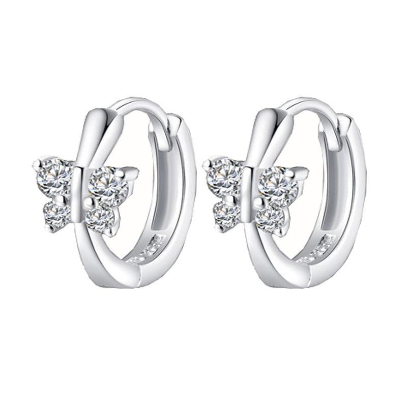 Fashion Butterfly Ear Cuff Light Luxury Earrings for Women Minimalist Versatile Rhinestone Stud Ear Cuff