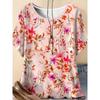 Comfortable Tee Fashion Women's Flower Short Sleeve 3D Flower Color Printing Crew Neck T-Shirt Tops