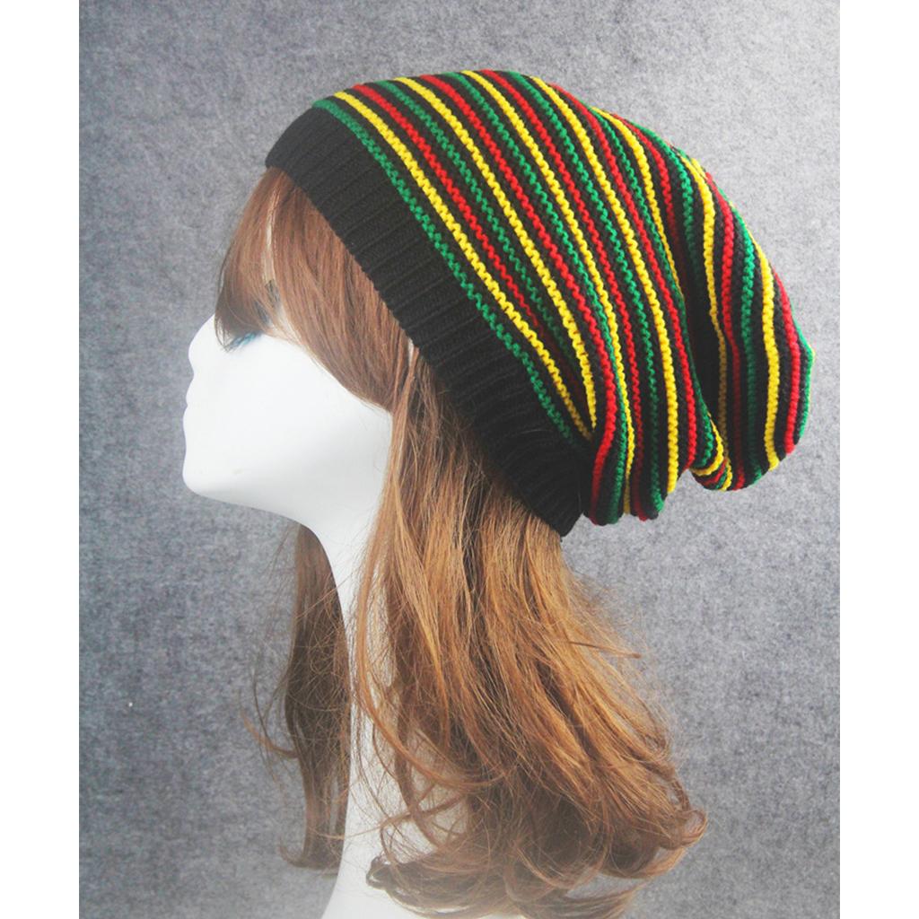 Autumn Street Knitting Beanie Hat Unisex Jamaica Stripes Baggy Hip Hop Skull Cap