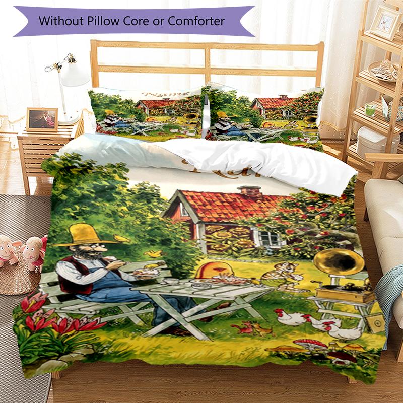 3Pcs Custom Name Pettson Findus Bedding Set Duvet Cover Closure Includes 1Duvet Cover 2Pillowcases Soft And Comfortable For All Seasons