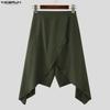 INCERUN Men Elastic Waist Irregular Layers Casual Loose Half Cuffed Pants