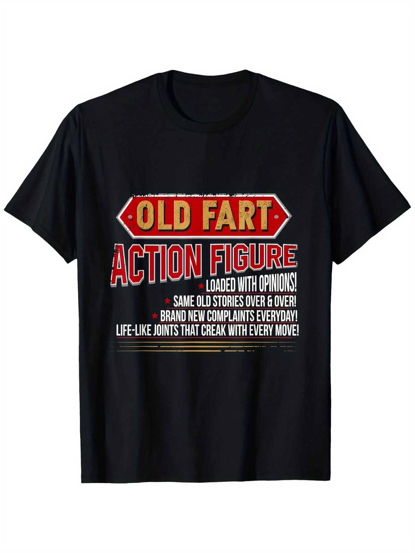 Mens funny retro action character pattern Tshirt 100 pure cotton casual shortsleeved comfortable suitable for outdoor S